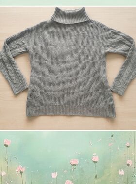 Michael Kors Textured Grey Turtleneck Sweater